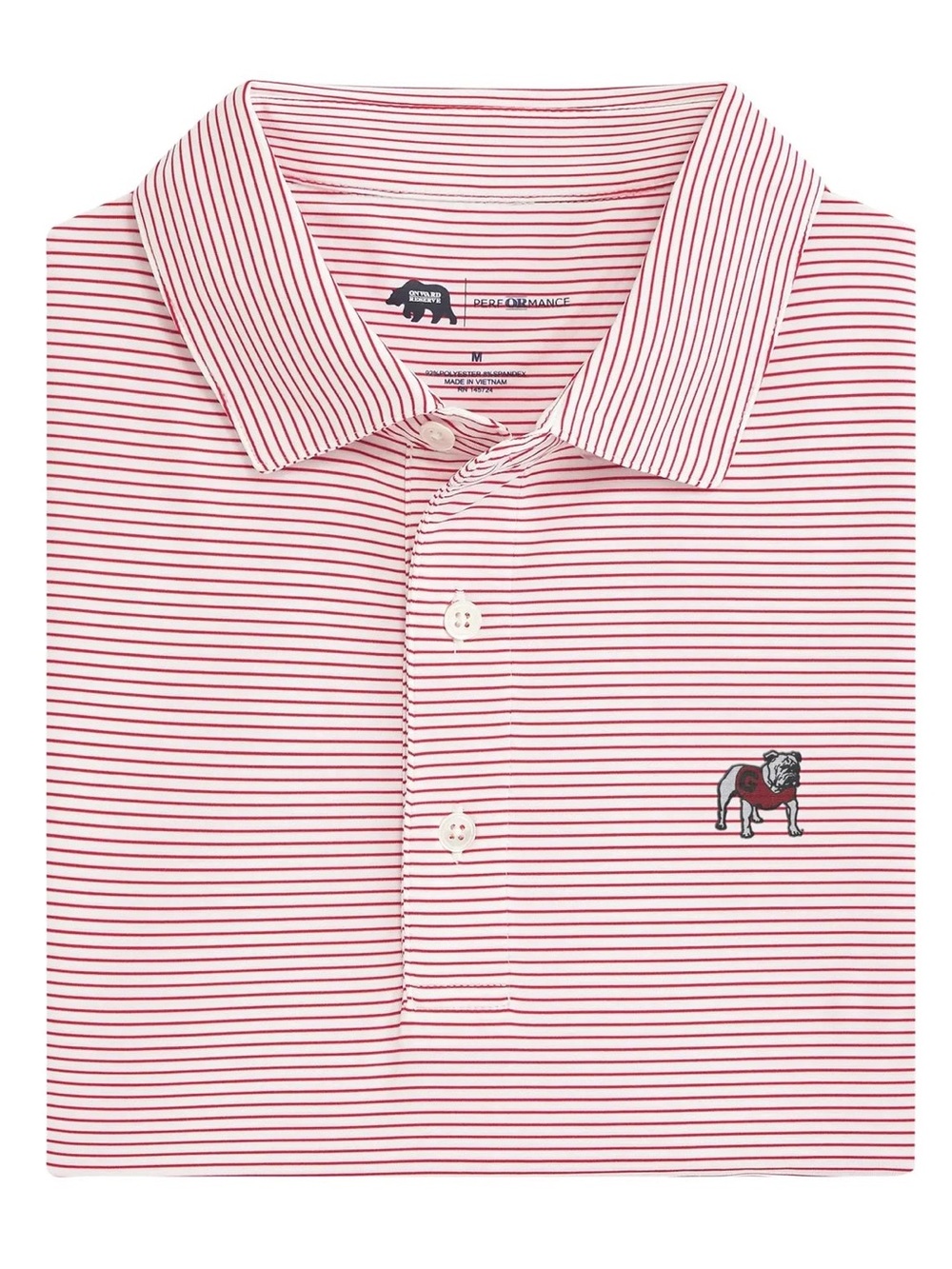NWT Onward Reserve UGA Standing Bulldog Hairline Stripe Performance Polo - Picture 1 of 5